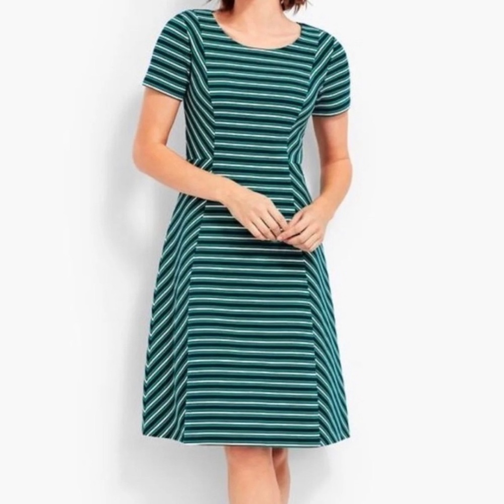Talbots Striped Fit & Flare Dress size L